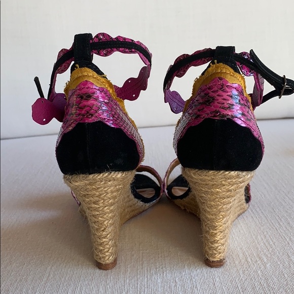 LANVIN Wedge Suede Sandals Shoes Size 39 - Picture 3 of 8